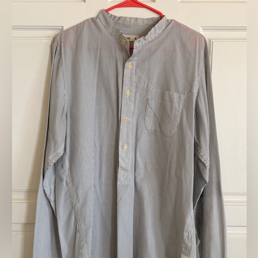 Folk Men's Blue Striped Button Down Shirt